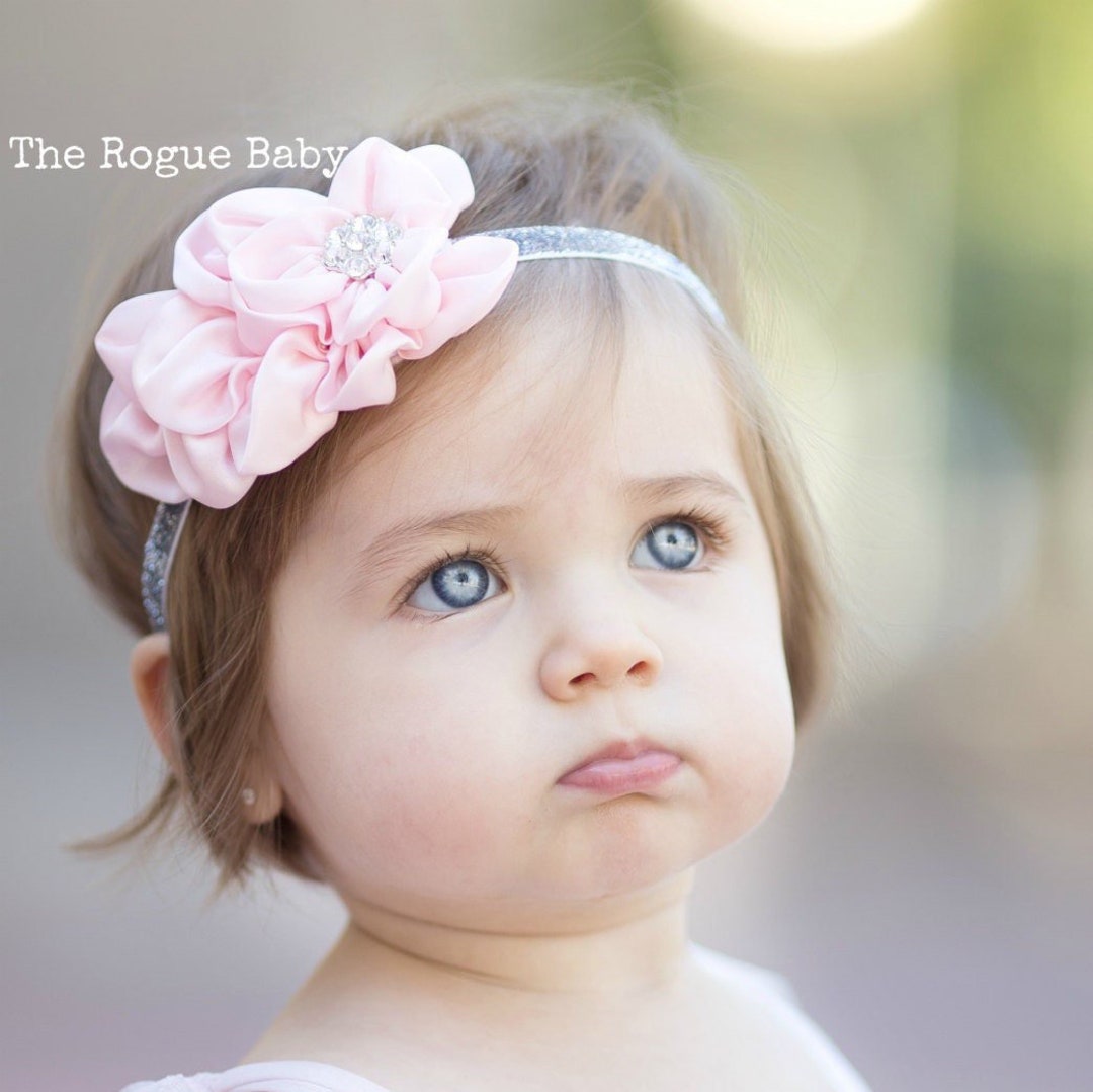 Pink Silver Gray Glitter Headband Baby Headband Silver Etsy