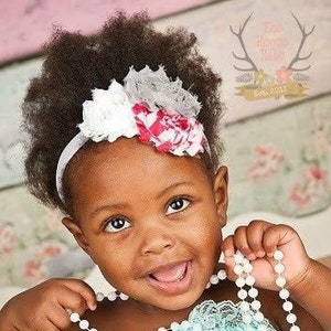 Baby Headband Gray, Hot Pink, & White Chevron Photo Prop Newborn Infant Baby Toddler Girls Adult image 1