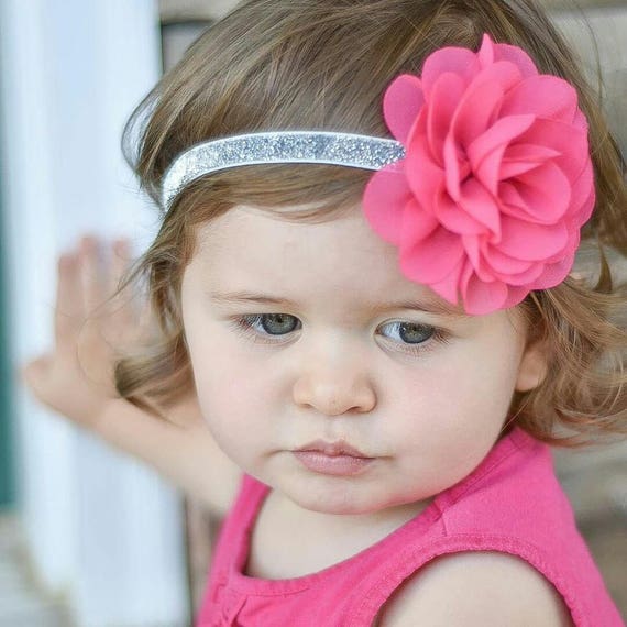 Bright Pink and Silver Headband - Hot Pink - Fuchsia  display picture 3