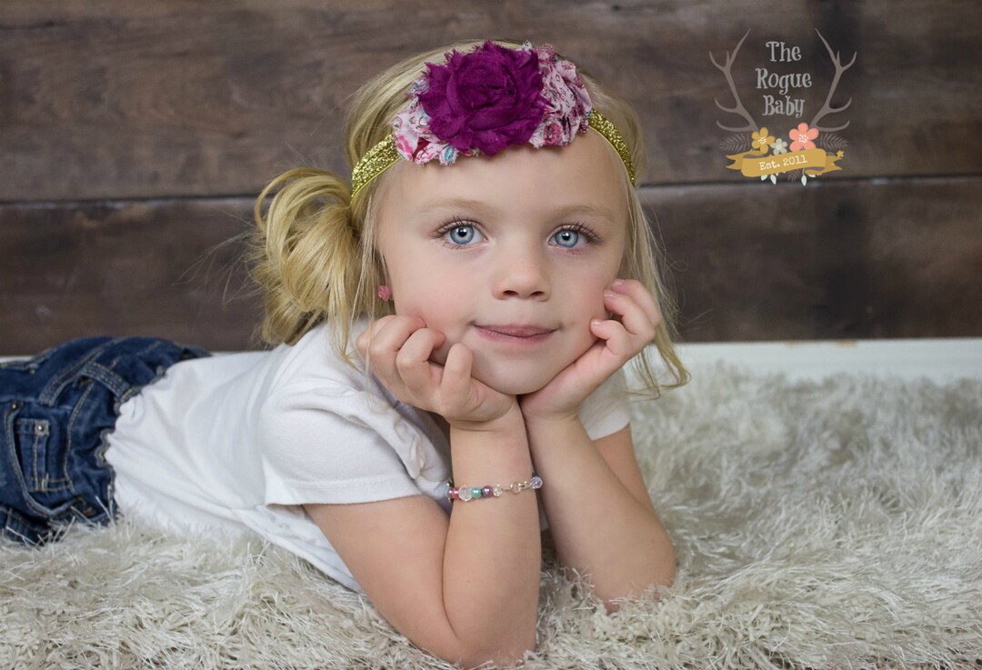 Gold Pink and Magenta Paisley Headband - Fit for Royalty  display picture 1