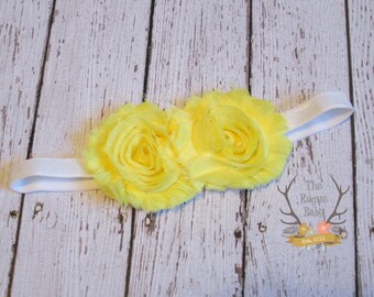 Sunshine Yellow & White Headband -  Photo Prop - Newborn Infant Baby Toddler Girls Adult Flower Girl Wedding You are My Sunshine