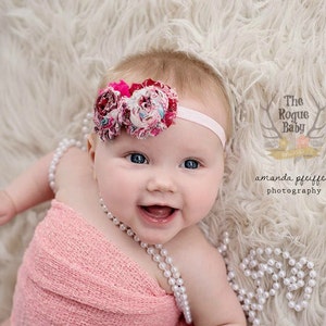 Pink Headband Baby Headband Pink Paisley Headband Perfectly Pretty in Pink Newborn Infant Baby Toddler Girls Adult Preemie image 1