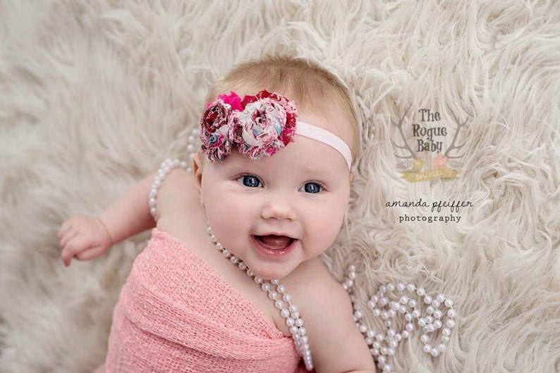 Pink Headband Baby Headband Pink Paisley Headband Perfectly Pretty in Pink Newborn Infant Baby Toddler Girls Adult Preemie image 1