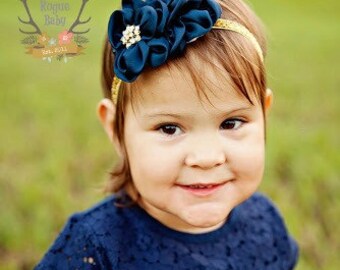 Navy Blue & Gold Glitter Headband Gold Metal Tone Rhinestone - Etsy Navy Blue & Gold Glitter Headband Gold Metal Tone Rhinestone - Etsy
