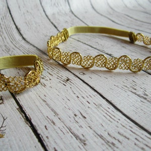 Girls Metallic Gold Boho Headband & Bracelet Set Gold Headband Metallic Headband Baby Headband Gold Bracelet Halo Headband Gold image 5