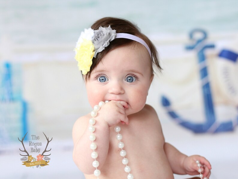 Navy Blue & White Anchor Headband Nautical Anchor Headband Navy White Baby Headband Newborn Infant Baby Toddler Girls Adult image 3