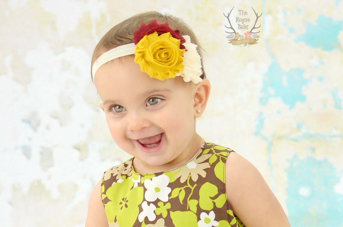 Baby Headband Navy Blue With Mustard Yellow Headband Etsy