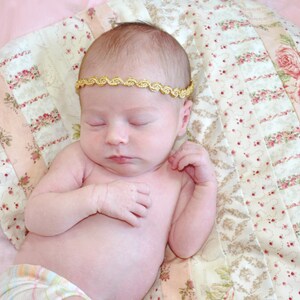 Gold Tie Back Headband -  Metallic Newborn Baby Halo Boho tie-back tieback head band