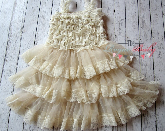 Baby Girl Cream Ruffle Lace Petti Dress Vintage Look Etsy