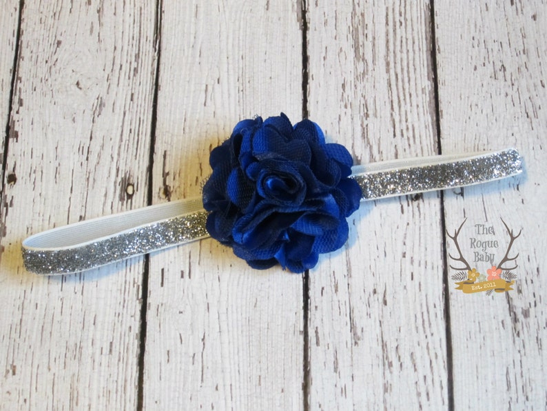 Royal Blue Satin & Silver Glitter Headband Baby Headband Etsy