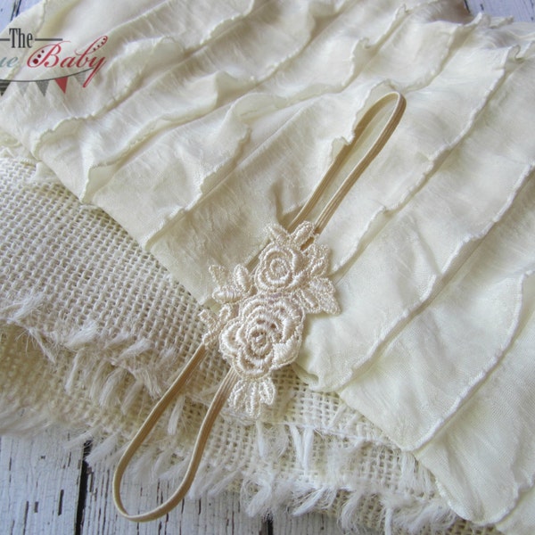 Neugeborenen-Rüsche Wrap, Jute-Layer und Stirnband - Baby Fotografie Prop 3 Stück Set Layering - Foto-Prop