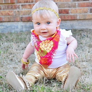 Girls Metallic Gold Boho Headband & Bracelet Set Gold Headband Metallic Headband Baby Headband Gold Bracelet Halo Headband Gold image 2