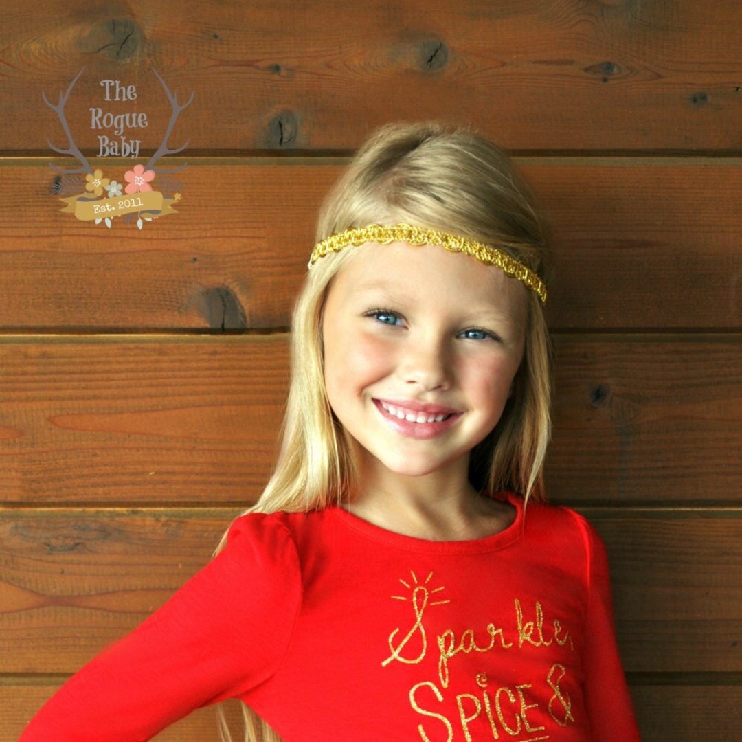 Girls Metallic Gold Boho Headband Gold Headband Metallic Headband Baby Headband Gold Halo