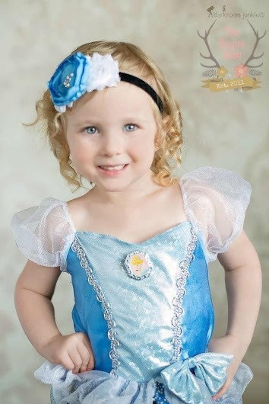 Cinderella Inspired Princess Headband Blue Satin Ruffle Etsy