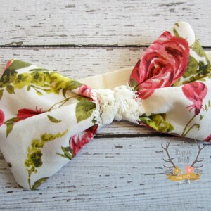 Floral Roses Fabric BowHeadband or Clip Newborn Infant Baby Toddler Girls Adult Wedding Flower Girl Secret Garden image 3