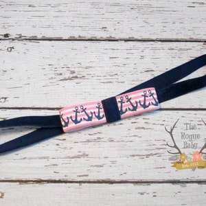 Pink & Navy Blue Anchor Nautical Headband Newborn Infant Baby Toddler Girls Preemie image 2