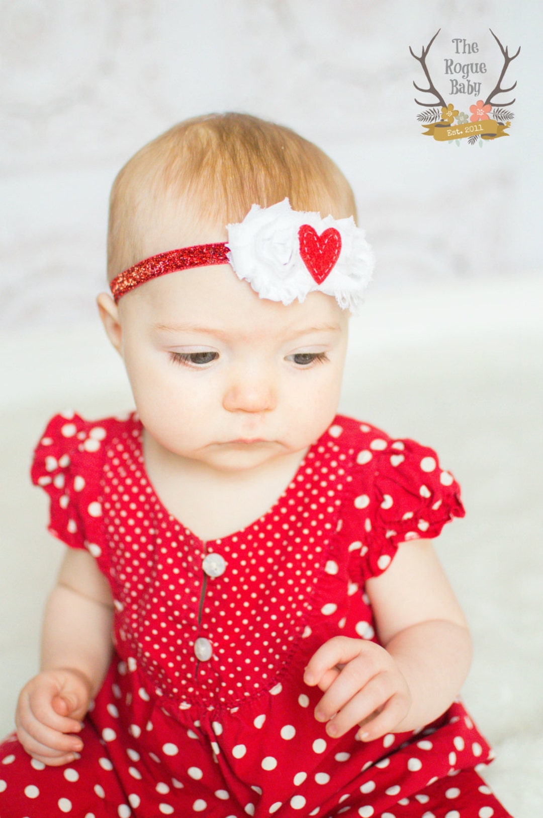 Sweetheart Headband - Red White Glitter - Baby Headband - Glitter Heart ...