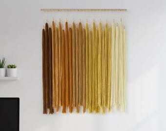 Tapiz de macramé con cuentas y borlas, arte textil, decoración bohemia para dormitorio, sala de estar y habitación infantil.