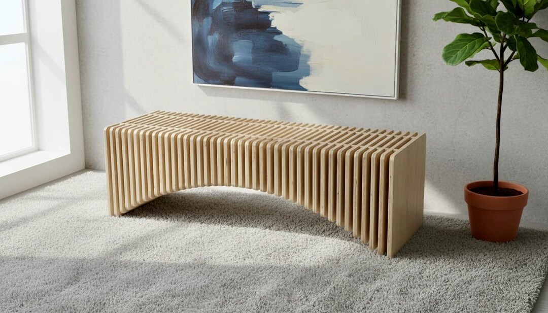 Modern Parametric Wood Bench - Custom Layered Plywood Furniture - Etsy