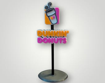 Dunkin Donuts inspired 3D Logo Miniature Display Sign