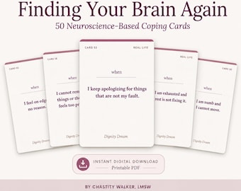 50 Coping Skills Cards Printable | Therapist Mental Health Cards for Anxiety, Stress, and Emotional Regulation | DBT and CBT Tools PDF