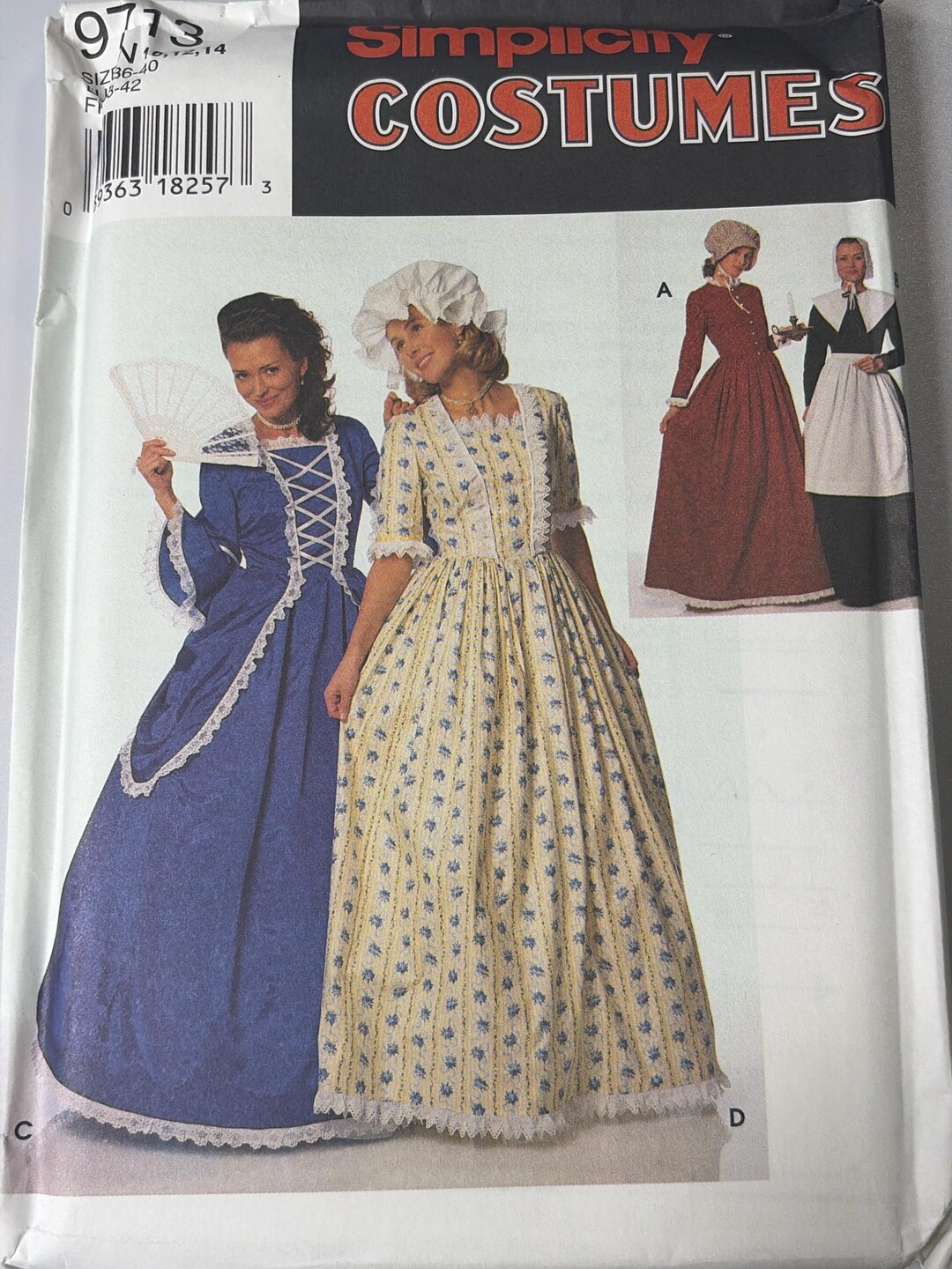 Simplicity 9713 Costume Sewing Pattern (1995) - Etsy