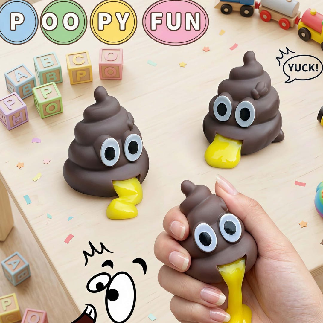 Funny Puking Poop Stress Toy With Slime, Realistic Squeezable Poop ...