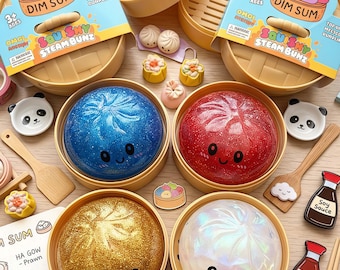 Kawaii Dumpling Squishy Toy Stress Relief Sensory Fidget, Scented Dim Sum Bun Stress Ball, Cute Pearl Gold Glitter Steamed Bun