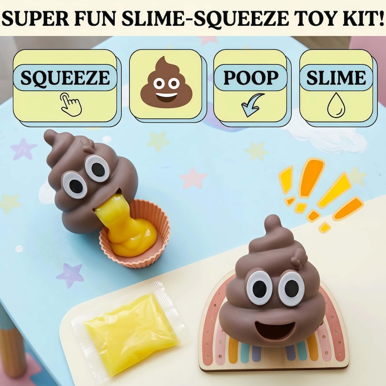 Throw Up Fidget Funny Puking Poop Stress Toy With Slime, Realistic Squeezable Poop ...