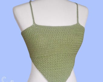 Haut bandana sauge Haut court en crochet fait main