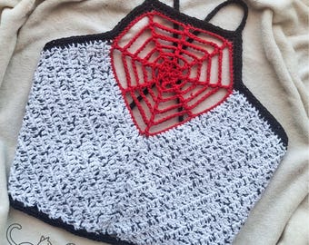 Haut en toile d'araignée Salt n Pepper Haut court brassière au crochet fait main