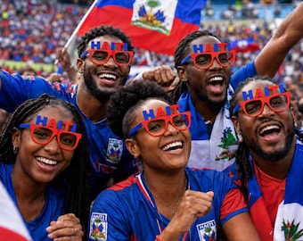 3D Printed Haiti Glasses | World Cup 2026 Fan Eyewear | Haitian Pride Novelty Accessory