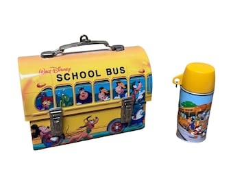 Vintage 1961 Walt Disney School Bus Metal Lunchbox With Thermos - Etsy