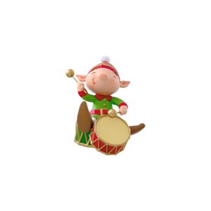 Decorazione natalizia Hallmark Keepsake "Bang the Drum All Day" - QG01246 + Decorazione vintage anni '80 e '90 NIB, nuova nella scatola