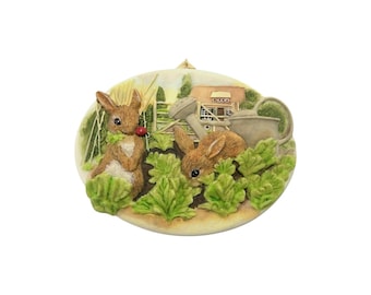 1997 Garden Bunnies (Nature's Sketchbook) VINTAGE Hallmark Keepsake Collectible Christmas Ornament - QEO8702 New in Box