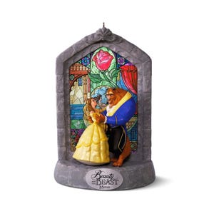 Enfeite de Natal da Bela e a Fera da Hallmark Keepsake - QXD6084 + Um enfeite vintage dos anos 80/90, novo na caixa.