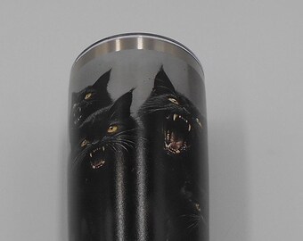 Gothic Screaming Black Ghost Cats 20oz roestvrijstalen geïsoleerde beker