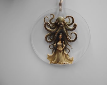 3D-getextureerde octopus-horrorsleutelhanger - 2" dubbelzijdige acrylbedel