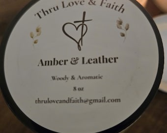 Amber & Leather 8 oz Wood Wick Mason Jar Candle