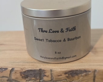 Handgemachte Kerze aus Sojamischung | Süßer Tabak & Bourbon | Rustikale gemütliche Kerze
