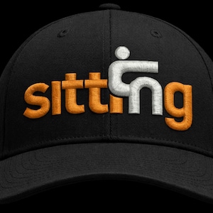 Sitting Funny Cap File, Man Sitting Stitch Pattern, 3D Puff Hat PES DST JEF,