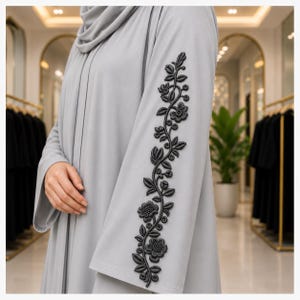 Floral Vine 3D Puff Embroidery Design for Abaya Sleeve | Machine Embroidery Pattern | Instant Download |
