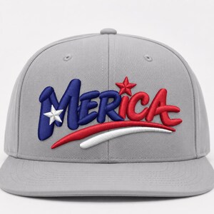 MERICA 3D Puff Embroidery Design, Patriotic Hat Embroidery, 4th July Cap DST PES
