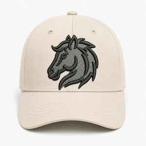3D Puff Horse Head Design | 2.70x3.00 Inch Cap Patch | Equestrian Instant Download