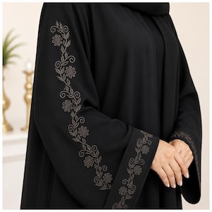 Floral Vine Embroidery Design for Abaya & Kurti Borders (Digital Download)