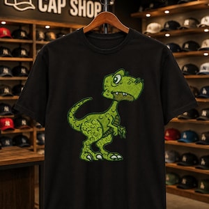 T-Rex Dinosaur Embroidery Design, Cartoon Dino PES DST JEF, Kids Boy Shirt Embroidery File
