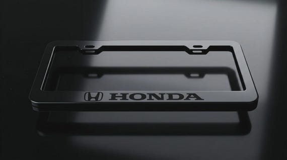 Black on Black Honda License Plate Frame Stainless-Steel Universal Fit
