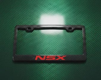 Red NSX License Plate Frame for Acura / Honda Black 100% Real Carbon Fiber