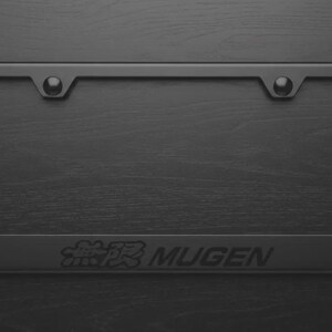 Marco de matrícula MUGEN POWER Racing negro sobre negro compatible con Honda / Acura JDM