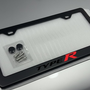 Schwarz auf Schwarz Typ R Nummernschildrahmen Schwarz Edelstahl